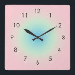 Pink Blue Gradient Ombre Pastel Aesthetic Aura Square Wall Clock<br><div class="desc">Beautiful digital watercolor pink blue gradient ombre design. Gradient summer gifts.</div>