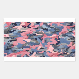 pink blue gray camouflage rectangular sticker