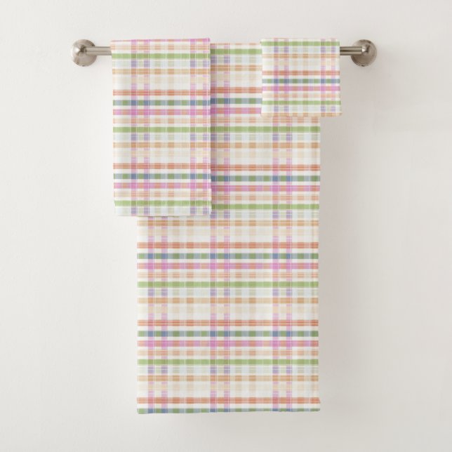 Pink Blue Green and Yellow Bath Towel Set (Insitu)