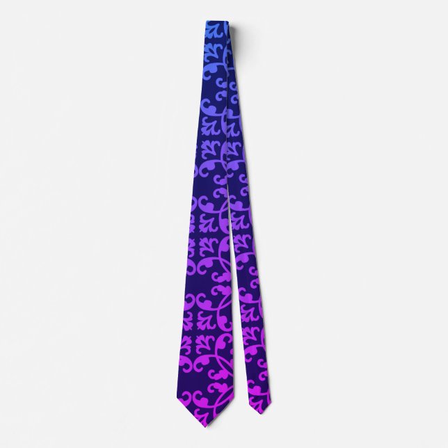 Pink Blue Green Damask Pattern    Tie (Front)