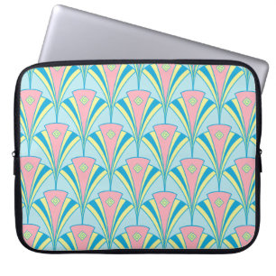 Pink Blue Green Fan Pattern Laptop Sleeve