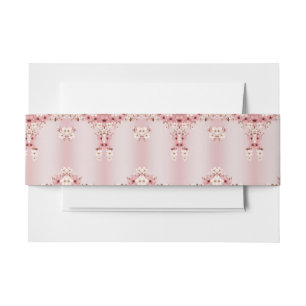 Pink-Blue-Green Floral Sparkles Wedding Sets Invitation Belly Band