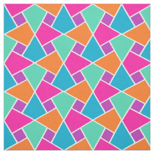 Pink Blue Green Orange Islamic Geometric Pattern Fabric