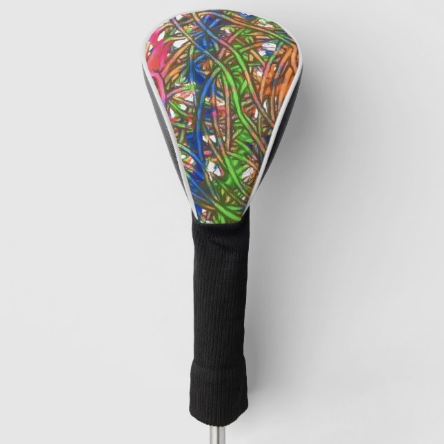 Pink, Blue, Green, Orange, Marble Artwork Golf Head Cover (Front)