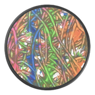 Pink, Blue, Green, Orange, Marble Artwork Hockey Puck