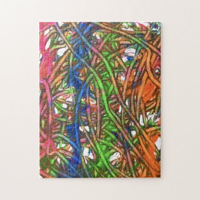 Pink, Blue, Green, Orange, Marble Artwork Jigsaw Puzzle (Vertical)