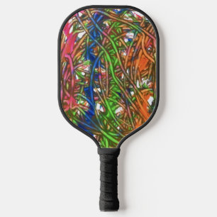 Pink, Blue, Green, Orange, Marble Artwork Pickleball Paddle