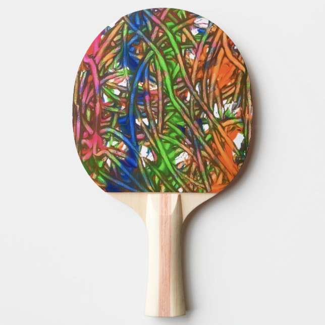 Pink, Blue, Green, Orange, Marble Artwork Ping Pong Paddle (Front)