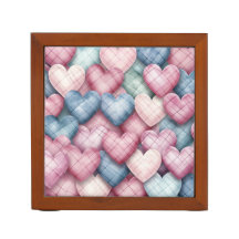 PINK BLUE GREEN PLAID HEART PATTERNS