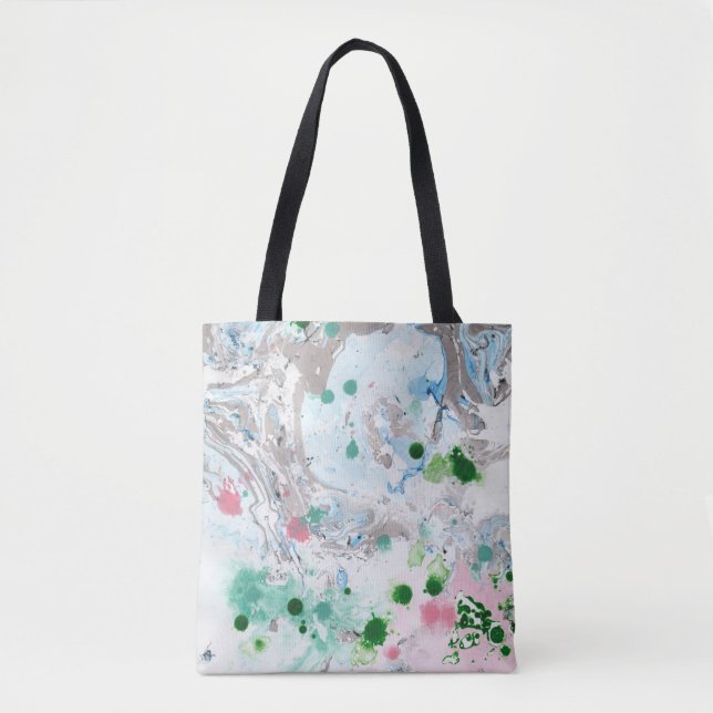 Pink Blue Green White Modern Abstract Template Tan Tote Bag (Front)