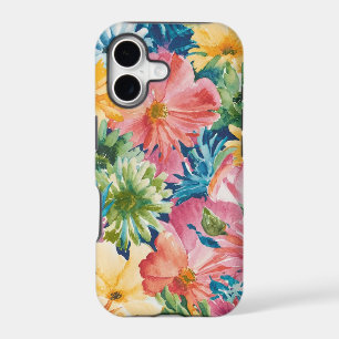Pink Blue Green Yellow Orange Flower Art Pattern
