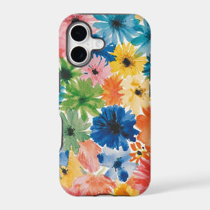 Pink Blue Green Yellow Orange Flower Art Pattern