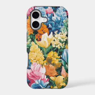 Pink Blue Green Yellow Orange Flower Art Pattern