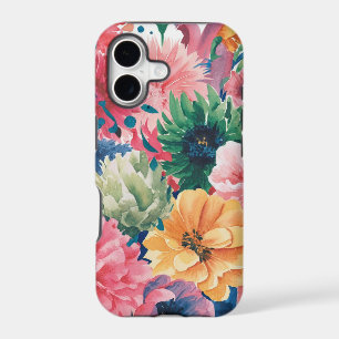 Pink Blue Green Yellow Orange Flower Art Pattern