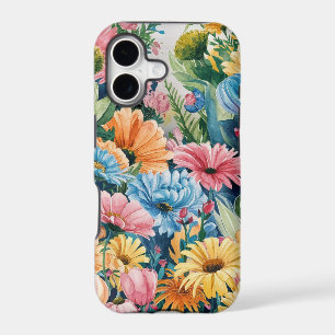 Pink Blue Green Yellow Orange Flower Art Pattern