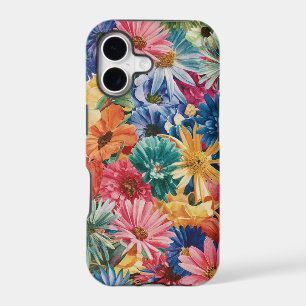 Pink Blue Green Yellow Orange Flower Art Pattern