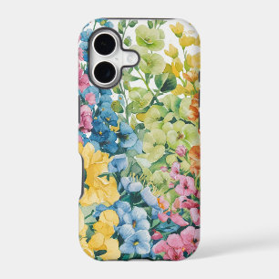 Pink Blue Green Yellow Orange Flower Art Pattern