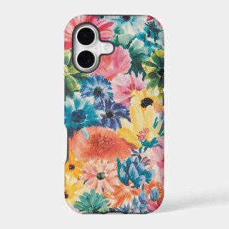 Pink Blue Green Yellow Orange Flower Art Pattern