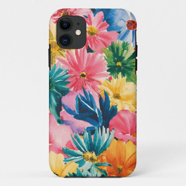 Pink Blue Green Yellow Orange Flower Art Pattern Case-Mate iPhone Case (Back)
