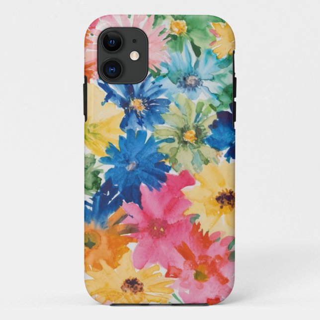Pink Blue Green Yellow Orange Flower Art Pattern Case-Mate iPhone Case (Back)