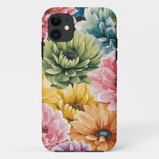 Pink Blue Green Yellow Orange Flower Art Pattern Case-Mate iPhone Case (Back)