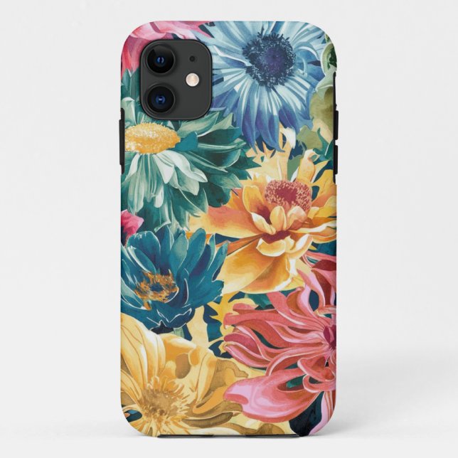 Pink Blue Green Yellow Orange Flower Art Pattern Case-Mate iPhone Case (Back)