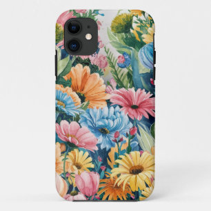 Pink Blue Green Yellow Orange Flower Art Pattern Case-Mate iPhone Case