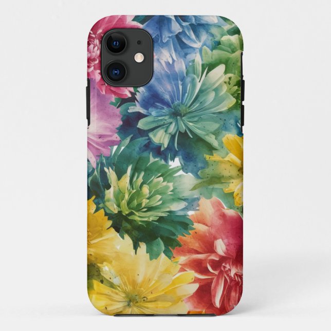 Pink Blue Green Yellow Orange Flower Art Pattern Case-Mate iPhone Case (Back)
