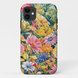 Pink Blue Green Yellow Orange Flower Art Pattern Case-Mate iPhone Case