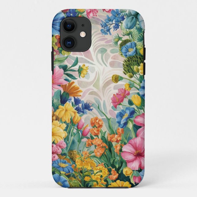 Pink Blue Green Yellow Orange Flower Art Pattern Case-Mate iPhone Case (Back)