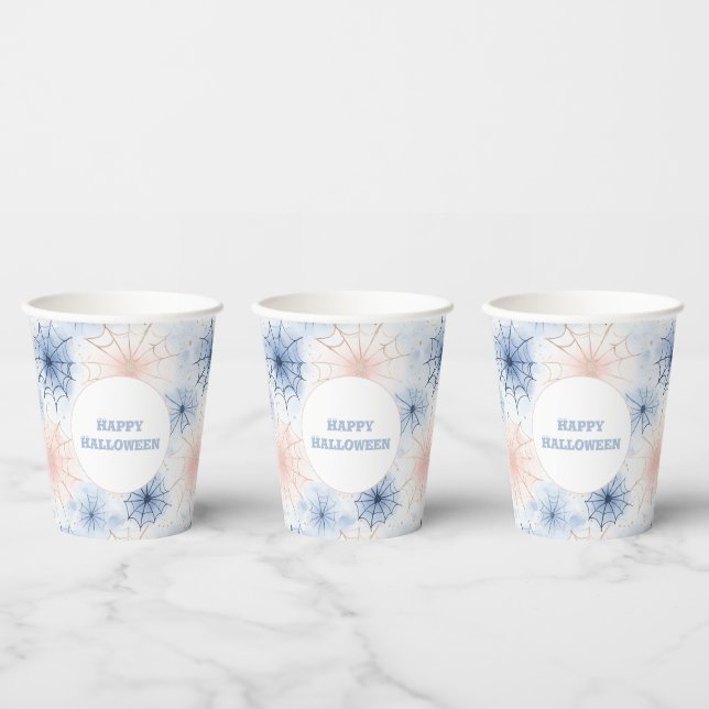Pink Blue Halloween Spider Webs Paper Cups (Multi)