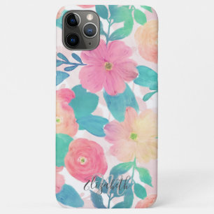 Pink Blue Hand Paint Floral Girly Design Case-Mate iPhone Case