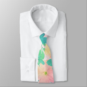 Pink Blue Hand Paint Floral Girly Design Tie