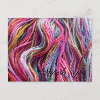 Pink Blue Handspun Wool Yarn Knitting Thank You