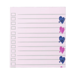 Pink & Blue Heart Notepad