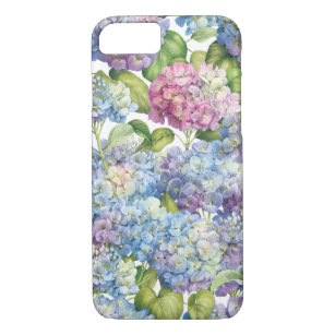 Pink Blue Hydrangea in Bloom Floral Pattern Case-Mate iPhone Case