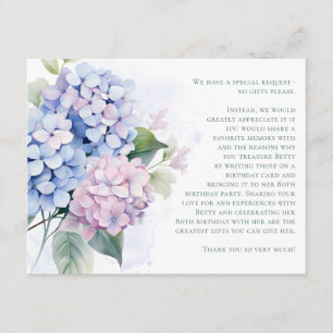 Pink Blue Hydrangeas 80th Birthday Card Request
