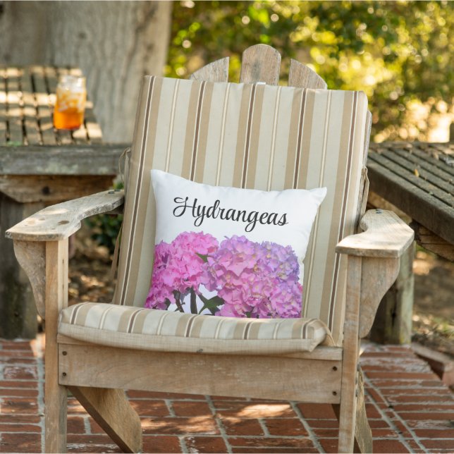 Pink Blue Hydrangeas elegant pink purple flowers Cushion (Chair)