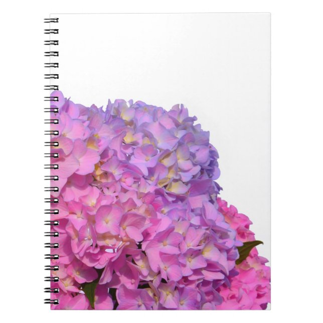 Pink Blue Hydrangeas elegant pink purple flowers Spiral Notebook (Front)