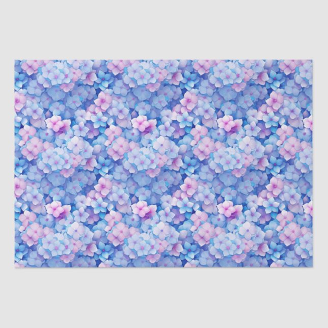 Pink Blue Hydrangeas Floral in Bloom  Tissue Paper (Front)