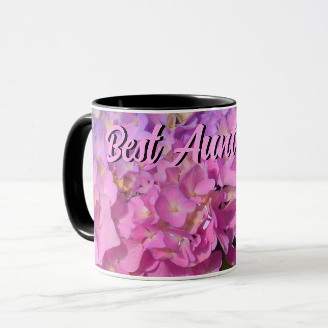 Pink Blue Hydrangeas pink purple flowers best Aunt Mug (Front Left)