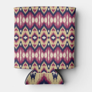 Pink blue ikat chevron, ethnic. can cooler