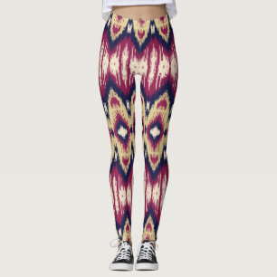 Pink blue ikat chevron, ethnic. leggings