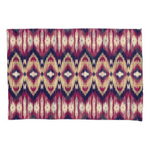Pink blue ikat chevron, ethnic. pillowcase