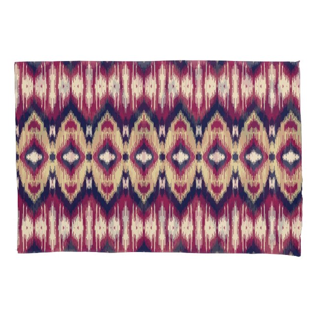 Pink blue ikat chevron, ethnic. pillowcase (Front)