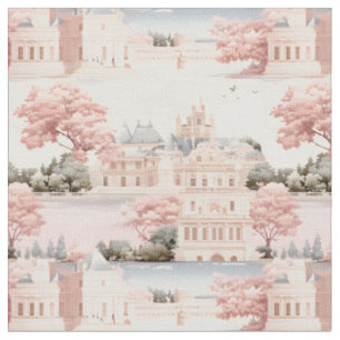 Pink, Blue & Ivory Landscape Fabric