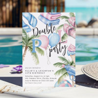 Pink & Blue Kids Birthday Double Pool Party