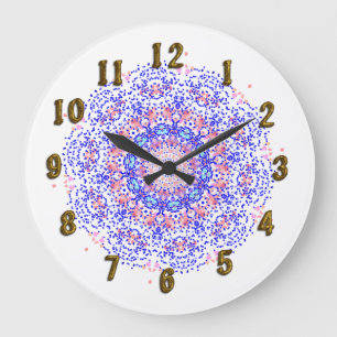 Pink Blue Lacy Pattern Pretty Wall Clock