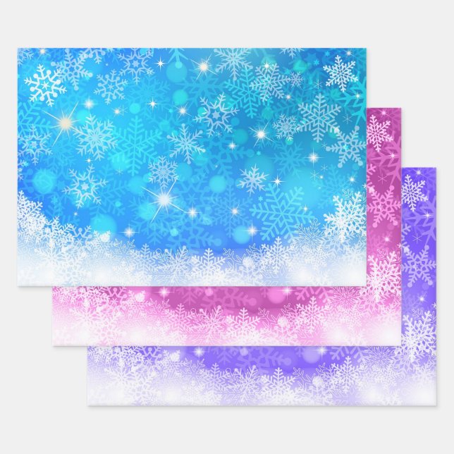 Pink Blue & Lavender Modern Pastel Wrapping Paper Sheet (Set)