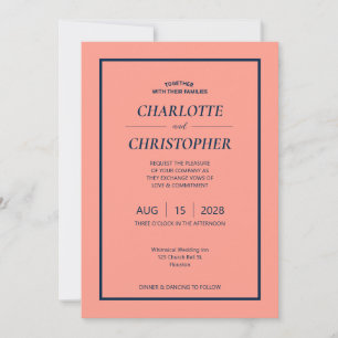 Pink & Blue Leaf Pattern Invitation